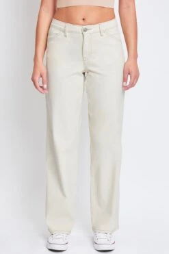 Women's High Rise Carpenter Straight Leg Pants -Wana Fashion Shop P152021 ECRU 2