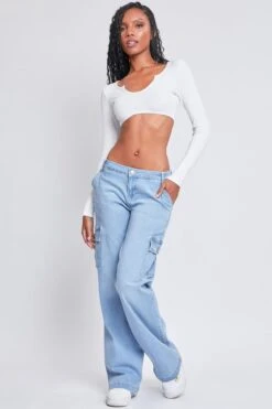 Women's Straight Leg Cargo Skater Jeans 19 Women's Straight Leg Cargo Skater Jeans -Wana Fashion Shop P159040 L08 1