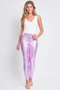Women's Hyperstretch Skinny Metallic Pants -Wana Fashion Shop P1736ME LAVEN 1