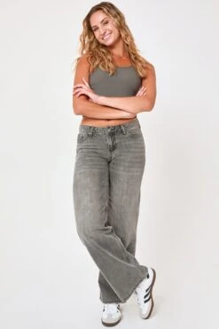 Women's Low Rise Wide Leg Rigid Jeans -Wana Fashion Shop P187076 02W KIERSTEN LS2 1