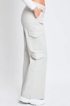 Women's High Rise Double Pocket Wide Leg Cargo Pants -Wana Fashion Shop P190321 STONE 3