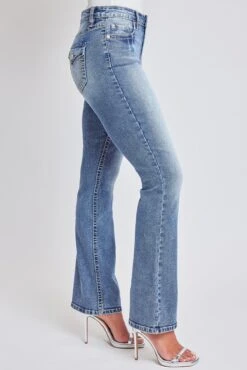 Women's Heavy Stitch Bootcut Jeans With Embroidered Pockets -Wana Fashion Shop P192286 2975N 3