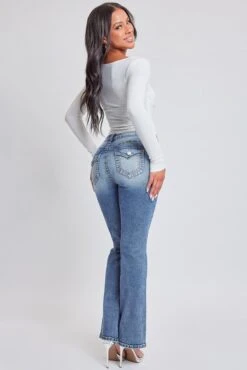 Women's Heavy Stitch Bootcut Jeans With Embroidered Pockets -Wana Fashion Shop P192286 2975N 2