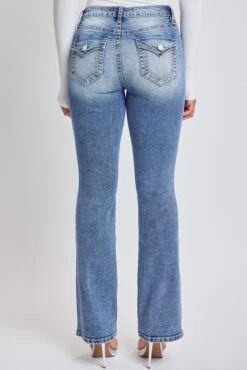 Women's Heavy Stitch Bootcut Jeans With Embroidered Pockets -Wana Fashion Shop P192286 2975N 3