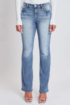 Women's Heavy Stitch Bootcut Jeans With Embroidered Pockets -Wana Fashion Shop P192286 2975N 4