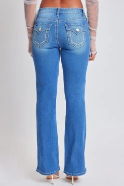 Women's Heavy Stitch Bootcut Jeans With Embroidered Pockets -Wana Fashion Shop P192286 C02 4