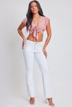 Women's Heavy Stitch Bootcut Jeans With Embroidered Pockets -Wana Fashion Shop P192286 K37 2