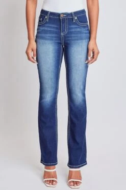 Women's Heavy Stitch Bootcut Jeans With Embroidered Pockets -Wana Fashion Shop P192286 S08 1