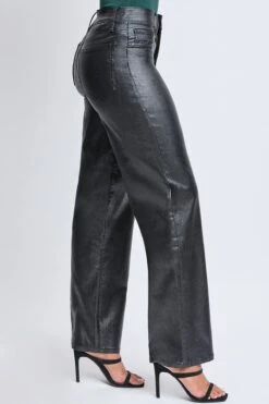 Women's Hyperstretch Straight Leg Metallic Pant -Wana Fashion Shop P1987ME BLACK 3