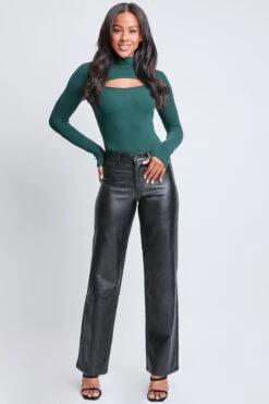 Women's Hyperstretch Straight Leg Metallic Pant -Wana Fashion Shop P1987ME BLACK 4