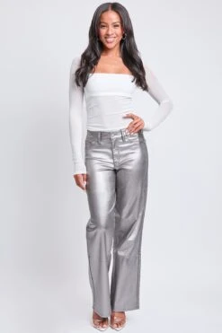 Women's Hyperstretch Straight Leg Metallic Pant -Wana Fashion Shop P1987ME SMOKE 6