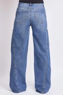 Women's High Rise Wide Leg Cargo Jeans -Wana Fashion Shop P201011 08N 3
