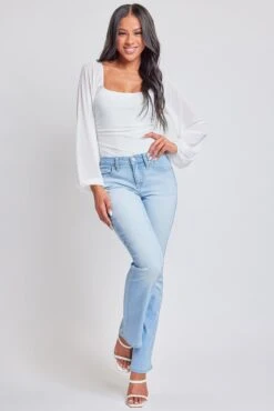 Women's Heavy Stitch Mid Rise Bootcut W/ Embroidery -Wana Fashion Shop P210186 L08 2