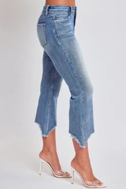 Women's Mid Rise Kick Flare Fray Hem Cropped Jeans -Wana Fashion Shop P213975 2665N 3