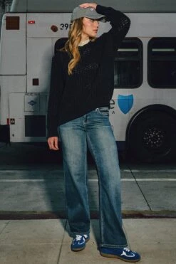 Women's Luxe Mid Rise Premium Stretch Wide Leg Jeans 28 Women's Luxe Mid Rise Premium Stretch Wide Leg Jeans -Wana Fashion Shop P218560 09NT SAVANNA LS5