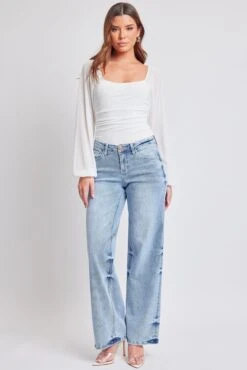 Women's Luxe Mid Rise Premium Stretch Wide Leg Jeans 38 Women's Luxe Mid Rise Premium Stretch Wide Leg Jeans -Wana Fashion Shop P218560 3026M 5