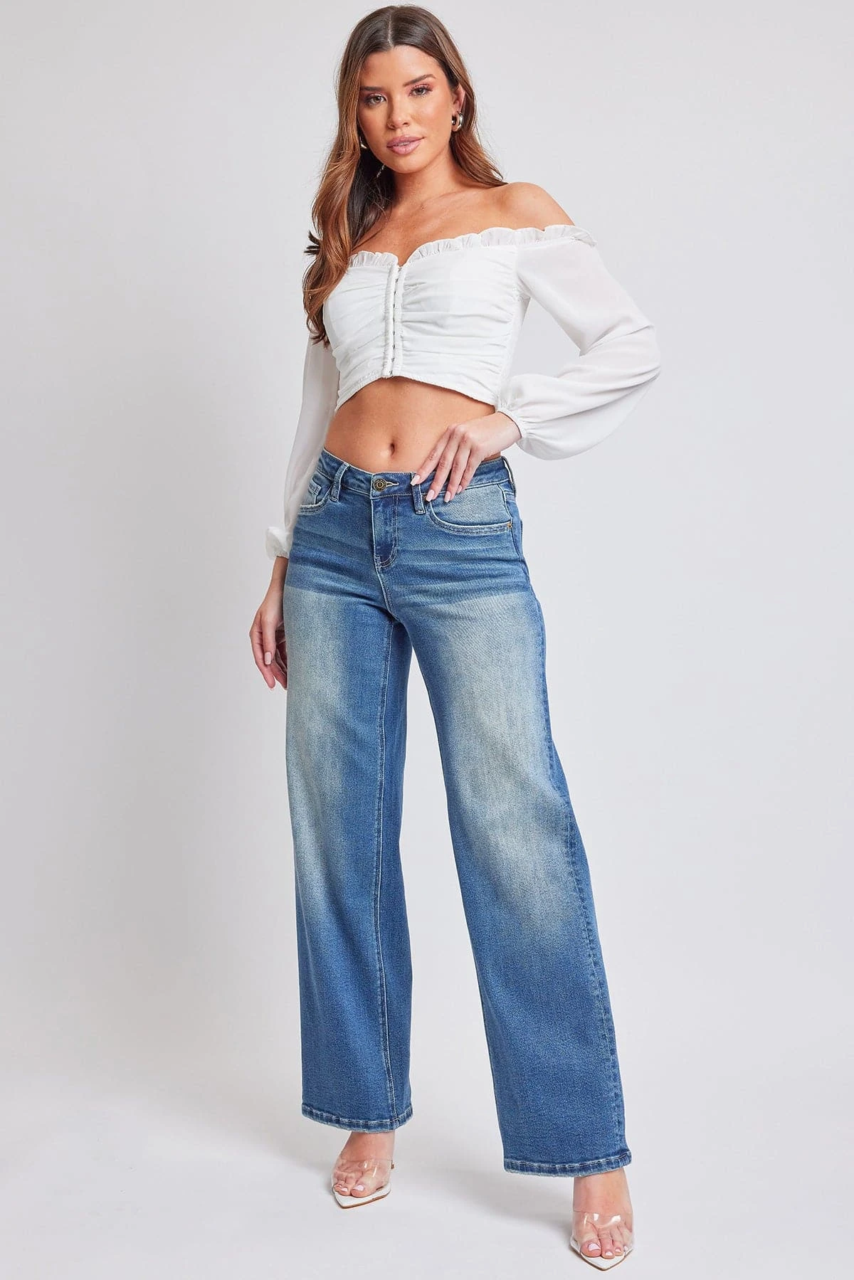 Women's Luxe Mid Rise Premium Stretch Wide Leg Jeans 17 Women's Luxe Mid Rise Premium Stretch Wide Leg Jeans - Image 15