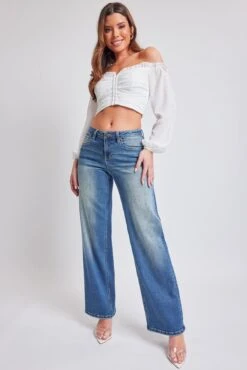 Women's Luxe Mid Rise Premium Stretch Wide Leg Jeans 37 Women's Luxe Mid Rise Premium Stretch Wide Leg Jeans -Wana Fashion Shop P218560 3027N 6