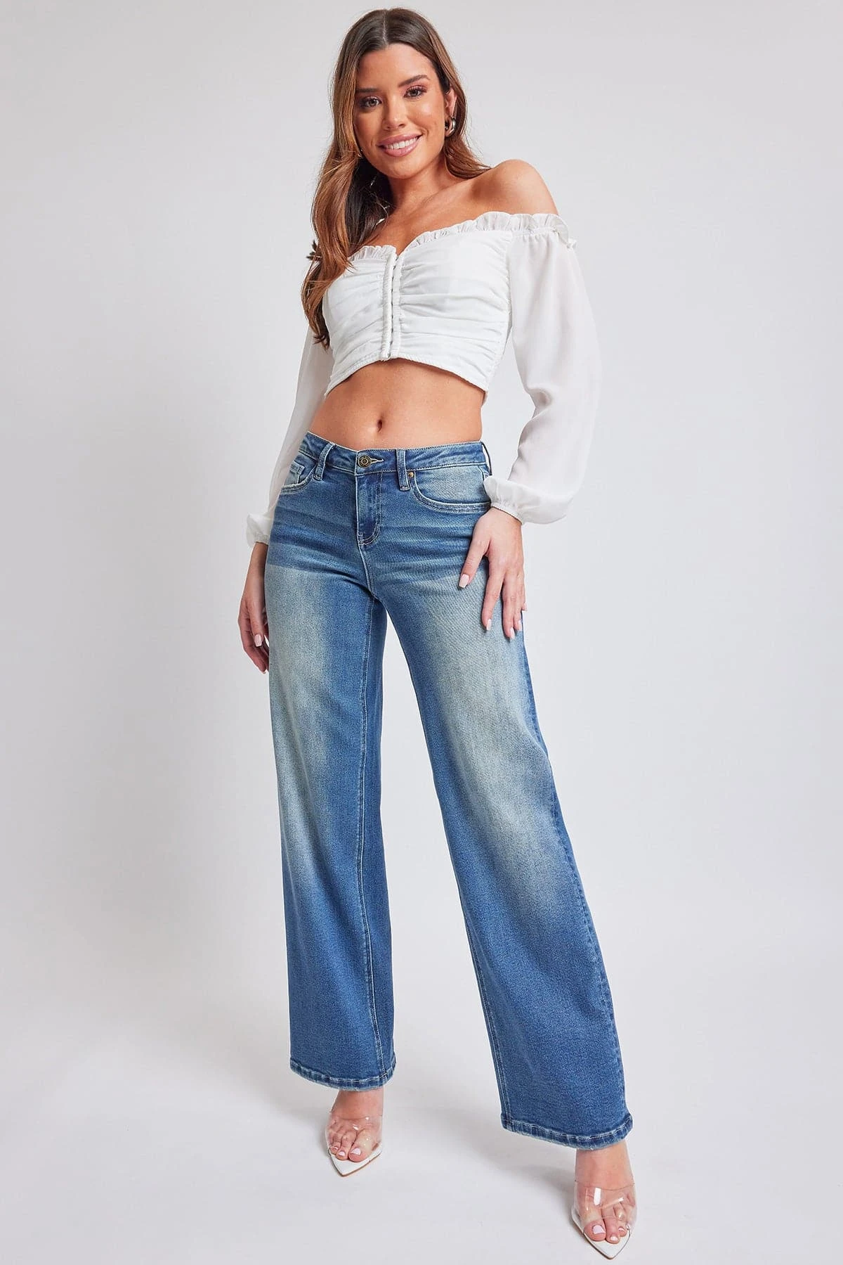 Women's Luxe Mid Rise Premium Stretch Wide Leg Jeans 18 Women's Luxe Mid Rise Premium Stretch Wide Leg Jeans - Image 16