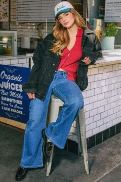 Women's Essential Low Rise Wide Leg Jeans -Wana Fashion Shop P218560 N08 SAVANNA LS3