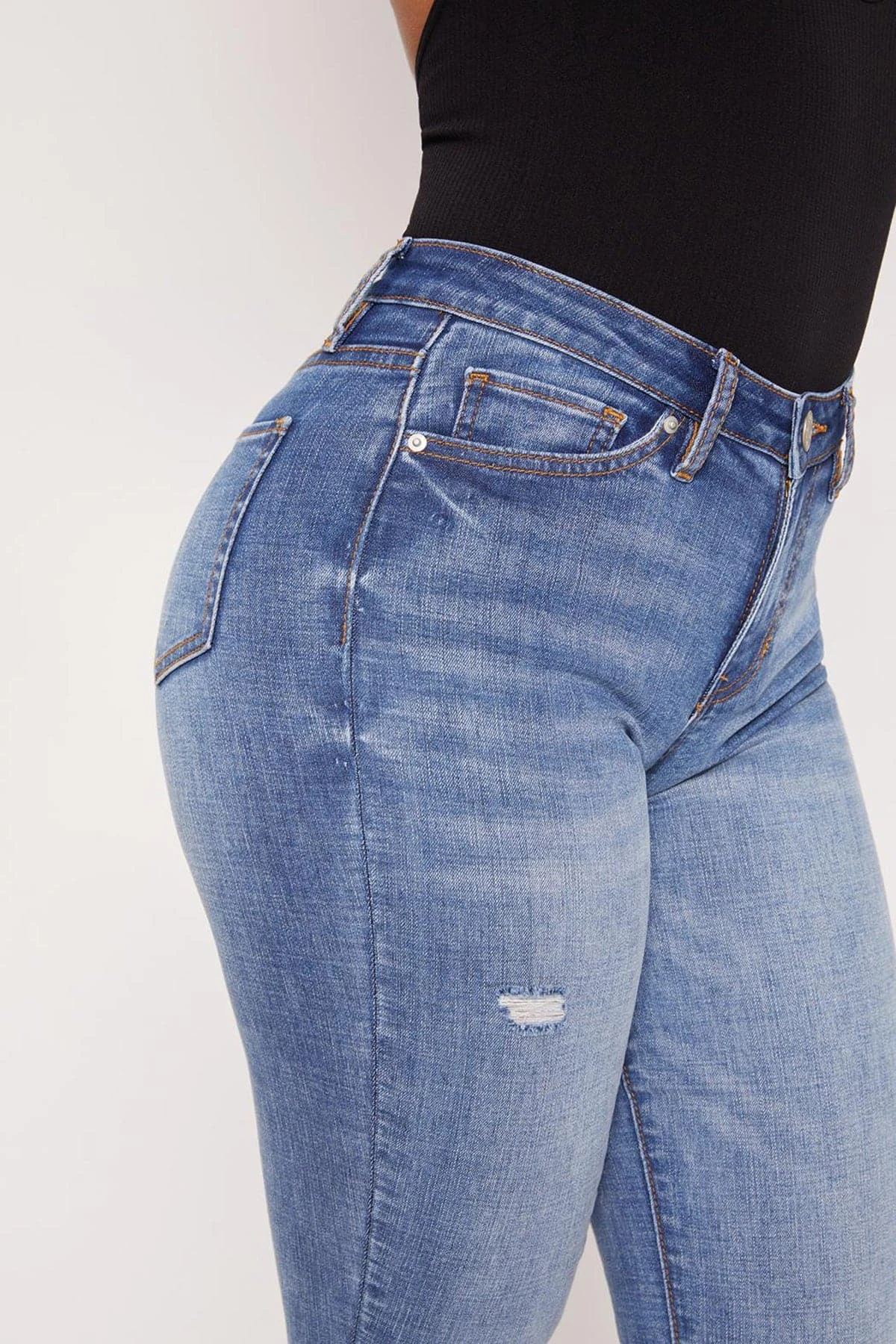 Women's High Rise Flare Jeans With Frayed Hem 5 Women's High Rise Flare Jeans With Frayed Hem - Image 3