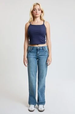 Women's Maddy Mid Rise Straight Leg Jeans