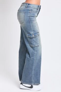 Women's High Rise Wide Leg Skater Cargo Jeans -Wana Fashion Shop P65362 08RT 2