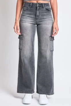 Women's High Rise Wide Leg Skater Cargo Jeans -Wana Fashion Shop P65362 08W 1