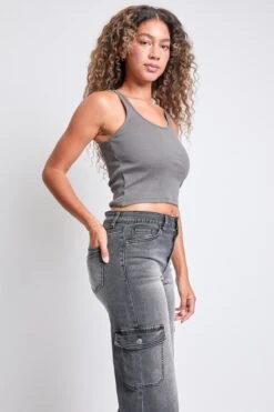 Women's High Rise Wide Leg Skater Cargo Jeans -Wana Fashion Shop P65362 08W 3