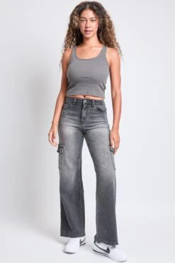Women's High Rise Wide Leg Skater Cargo Jeans -Wana Fashion Shop P65362 08W 6