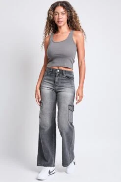 Women's High Rise Wide Leg Skater Cargo Jeans -Wana Fashion Shop P65362 08W 7