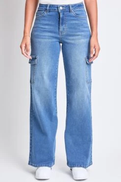 Women's High Rise Wide Leg Skater Cargo Jeans -Wana Fashion Shop P65362 M08 1