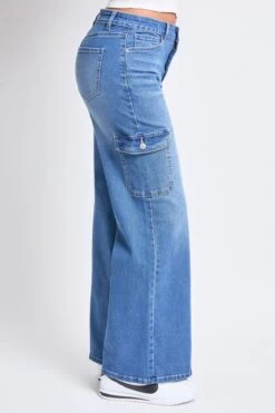 Women's High Rise Wide Leg Skater Cargo Jeans -Wana Fashion Shop P65362 M08 2