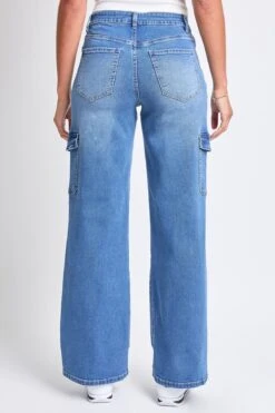 Women's High Rise Wide Leg Skater Cargo Jeans -Wana Fashion Shop P65362 M08 3