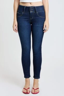 Women's Luxe Mid Rise 3-Button WannaBettaButt Skinny Jeans -Wana Fashion Shop P774251N D08 2