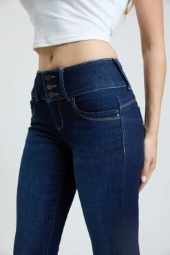 Women's Luxe Mid Rise 3-Button WannaBettaButt Skinny Jeans -Wana Fashion Shop P774251N D08 5