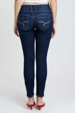 Women's Luxe Mid Rise 3-Button WannaBettaButt Skinny Jeans -Wana Fashion Shop P774251N D08 7
