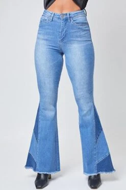 Women's Sustainable Block Panel Flare Jeans 29 Women's Sustainable Block Panel Flare Jeans -Wana Fashion Shop P77751N 563 2