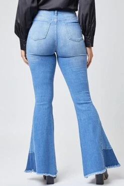Women's Sustainable Block Panel Flare Jeans 31 Women's Sustainable Block Panel Flare Jeans -Wana Fashion Shop P77751N 563 4