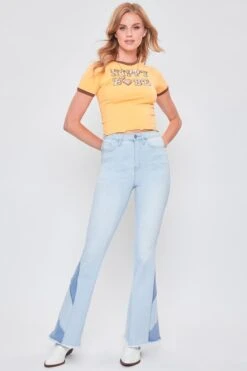 Women's Sustainable Block Panel Flare Jeans 32 Women's Sustainable Block Panel Flare Jeans -Wana Fashion Shop P77751N Q02 1