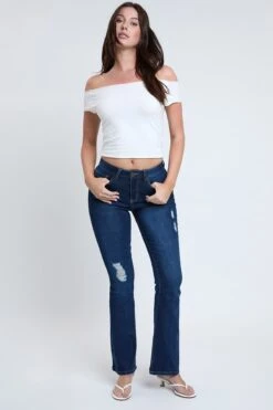 Women's Essential Distressed Flare Jeans-Distressed 32 Women's Essential Distressed Flare Jeans-Distressed -Wana Fashion Shop P998441R S1861 6