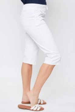 Women's Petite Elastic Waist Capri -Wana Fashion Shop PC110321 WHITE 3