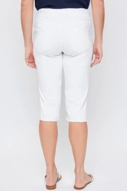 Women's Petite Elastic Waist Capri -Wana Fashion Shop PC110321 WHITE 4