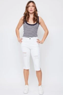 Women's Petite CurvyHigh Rise Side Slit Hem Capri 23 Women's Petite CurvyHigh Rise Side Slit Hem Capri -Wana Fashion Shop PC111141 K2654 1