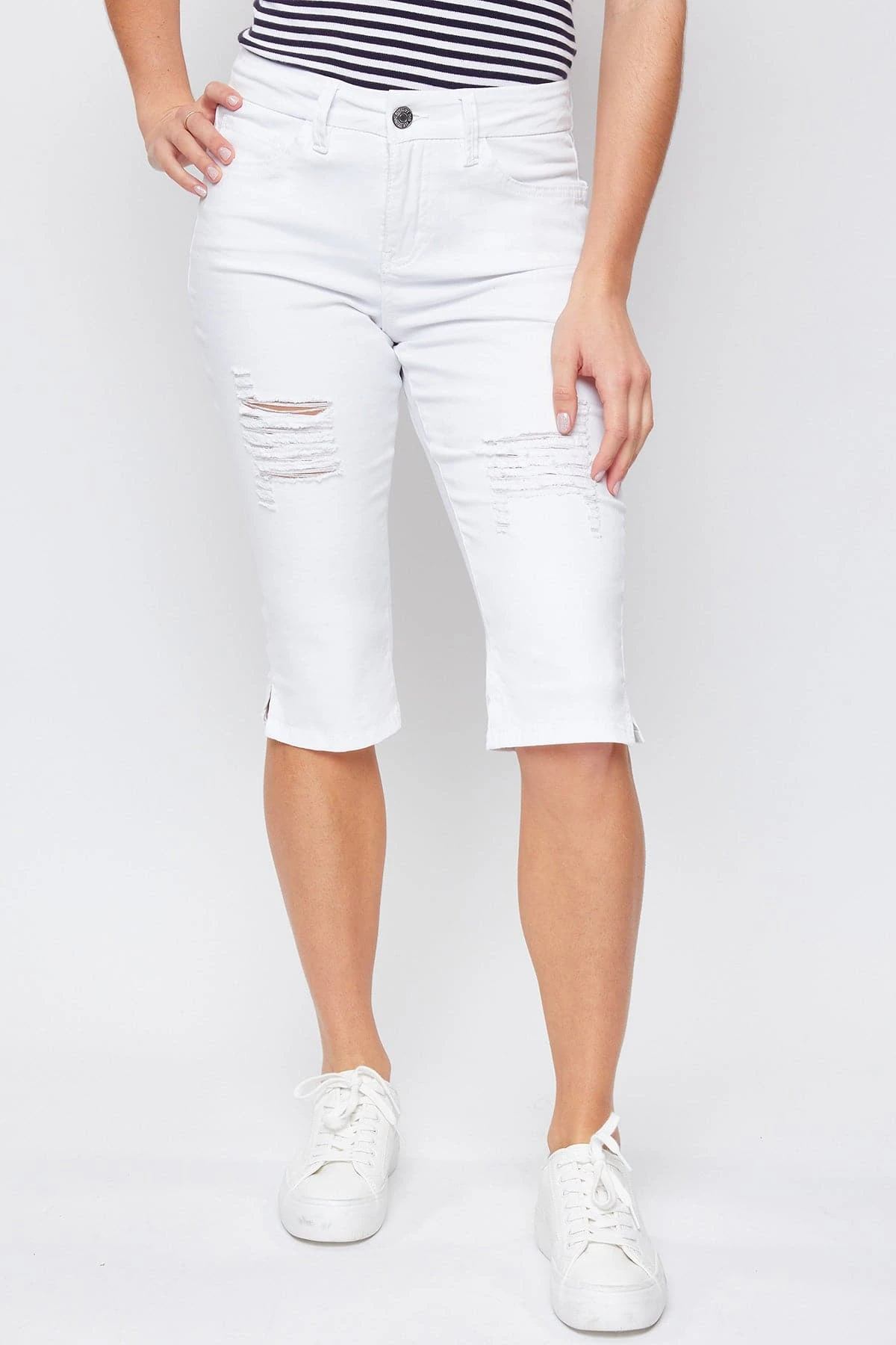 Women's Petite CurvyHigh Rise Side Slit Hem Capri 4 Women's Petite CurvyHigh Rise Side Slit Hem Capri - Image 2