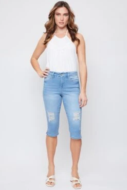 Women's Petite CurvyHigh Rise Side Slit Hem Capri 24 Women's Petite CurvyHigh Rise Side Slit Hem Capri -Wana Fashion Shop PC111141 L2653 1