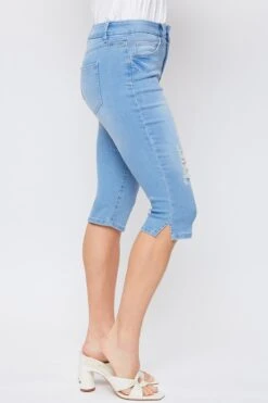 Women's Petite CurvyHigh Rise Side Slit Hem Capri 25 Women's Petite CurvyHigh Rise Side Slit Hem Capri -Wana Fashion Shop PC111141 L2653 2