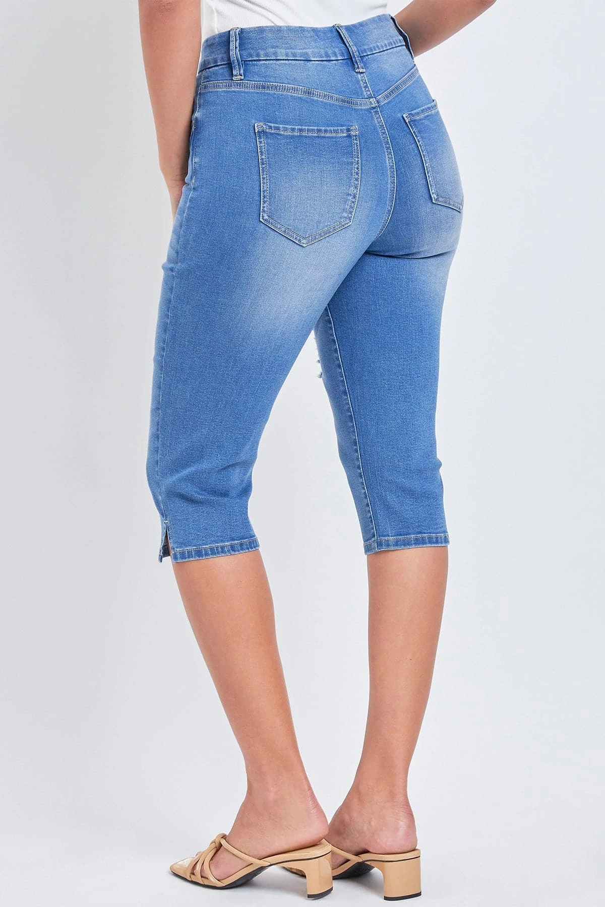 Women's Petite CurvyHigh Rise Side Slit Hem Capri 18 Women's Petite CurvyHigh Rise Side Slit Hem Capri - Image 16