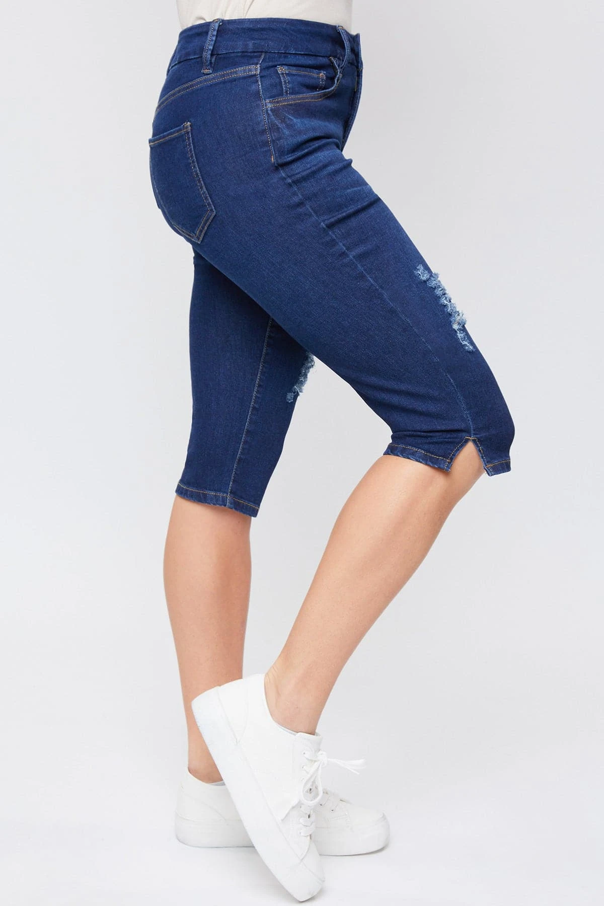 Women's Petite CurvyHigh Rise Side Slit Hem Capri 14 Women's Petite CurvyHigh Rise Side Slit Hem Capri - Image 12