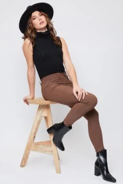 Women's Petite Comfort Stretch Pants, Walnut -Wana Fashion Shop PP527931 WALNU 5 copia